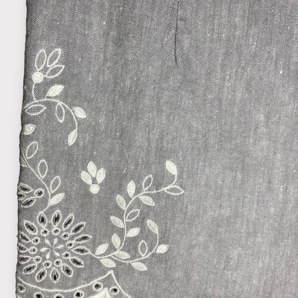 Free People Life's Too Short Scalloped Hem Short Heathered Gray Size 12 Linen - Picture 5 of 15